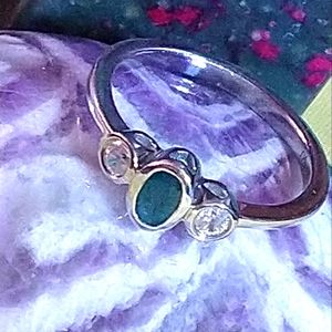 🛑 LOWEST PRICE🛑GENUINE GRANDIDERITE- AND GENUINE WH. ZIRCON. STERLING.SIZE 5.